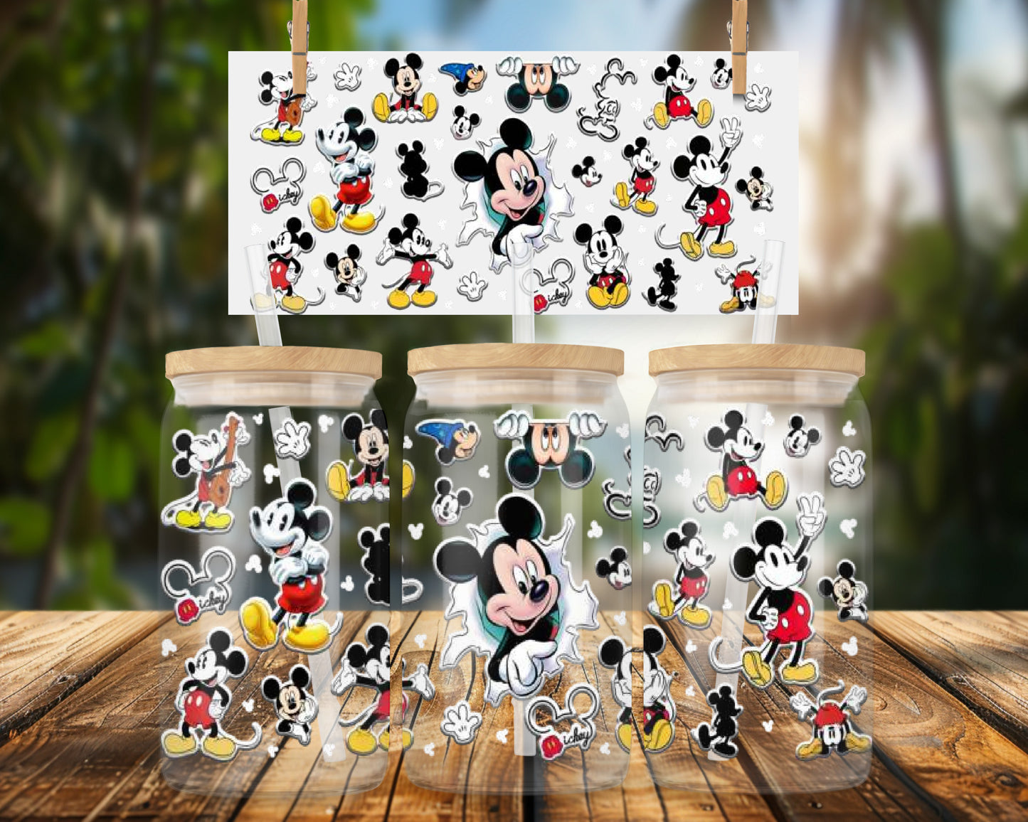 Cute Classic mouse Design on 16oz Glass Can Wrap