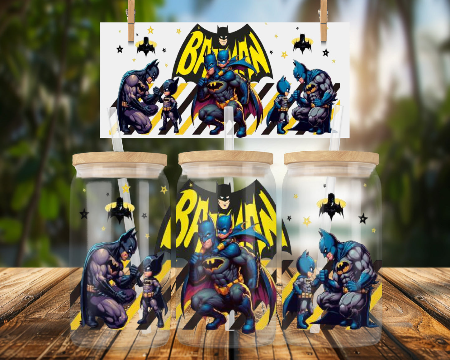 Superhero Comic Heroes Design 16oz Glass Can Wrap