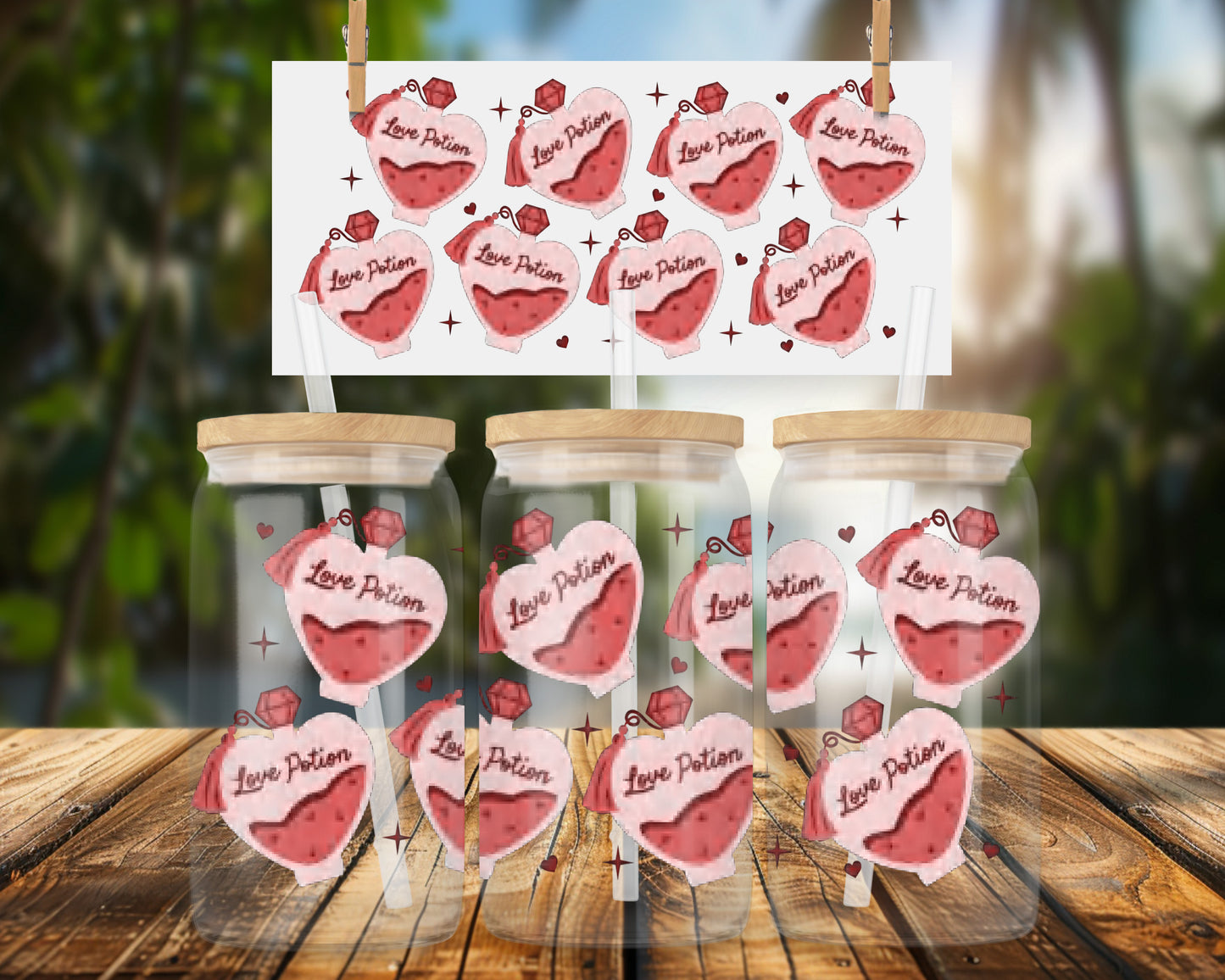 Charming Love Potion Bottle 16oz UVDTF Glass can Wrap