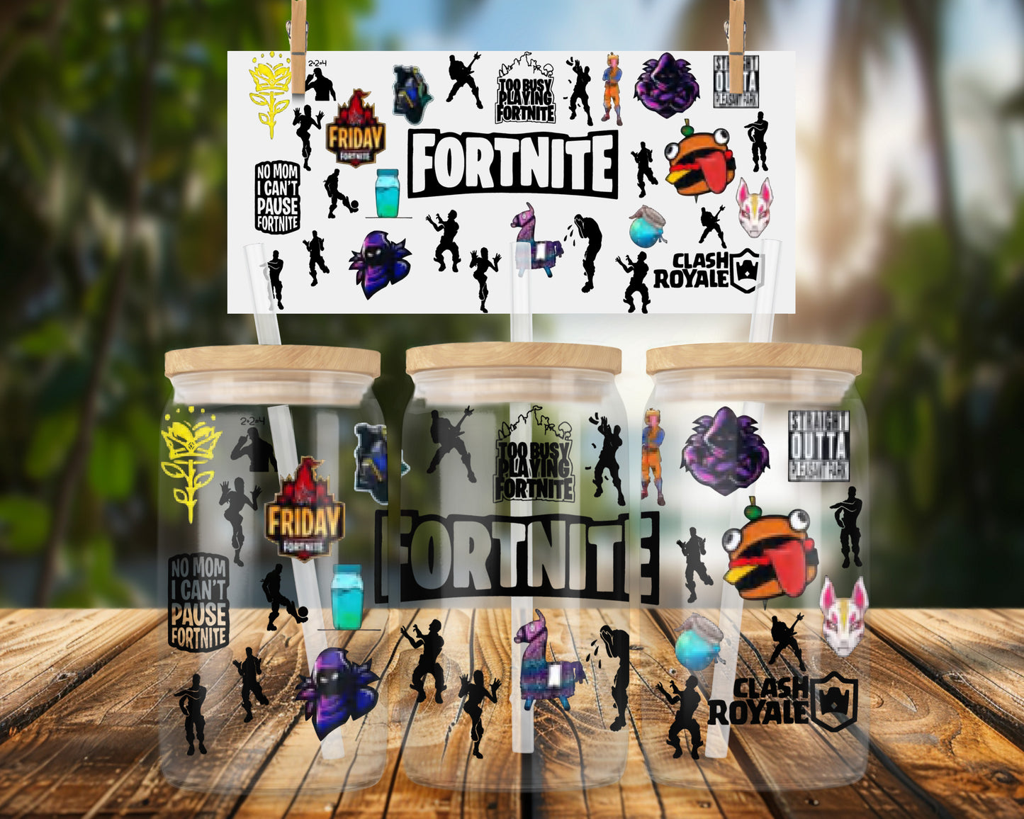 Video Game Characters Inspired Designs for 16oz UVDTF Glass Wrap
