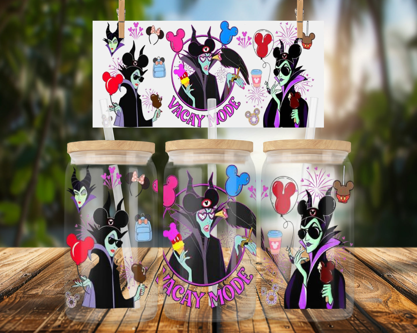 Villain Sorcerous Vacay Mode 16oz UVDTF Glass Can Wrap