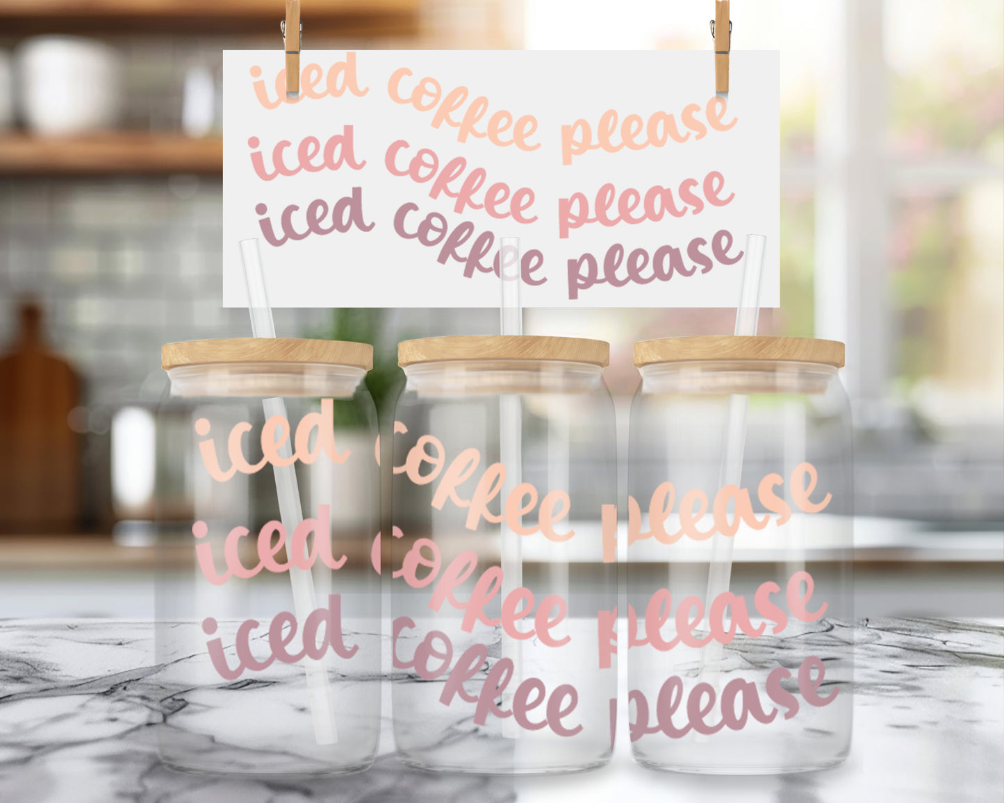 16oz Iced Coffee Please Can Shaped Glass Tumbler,