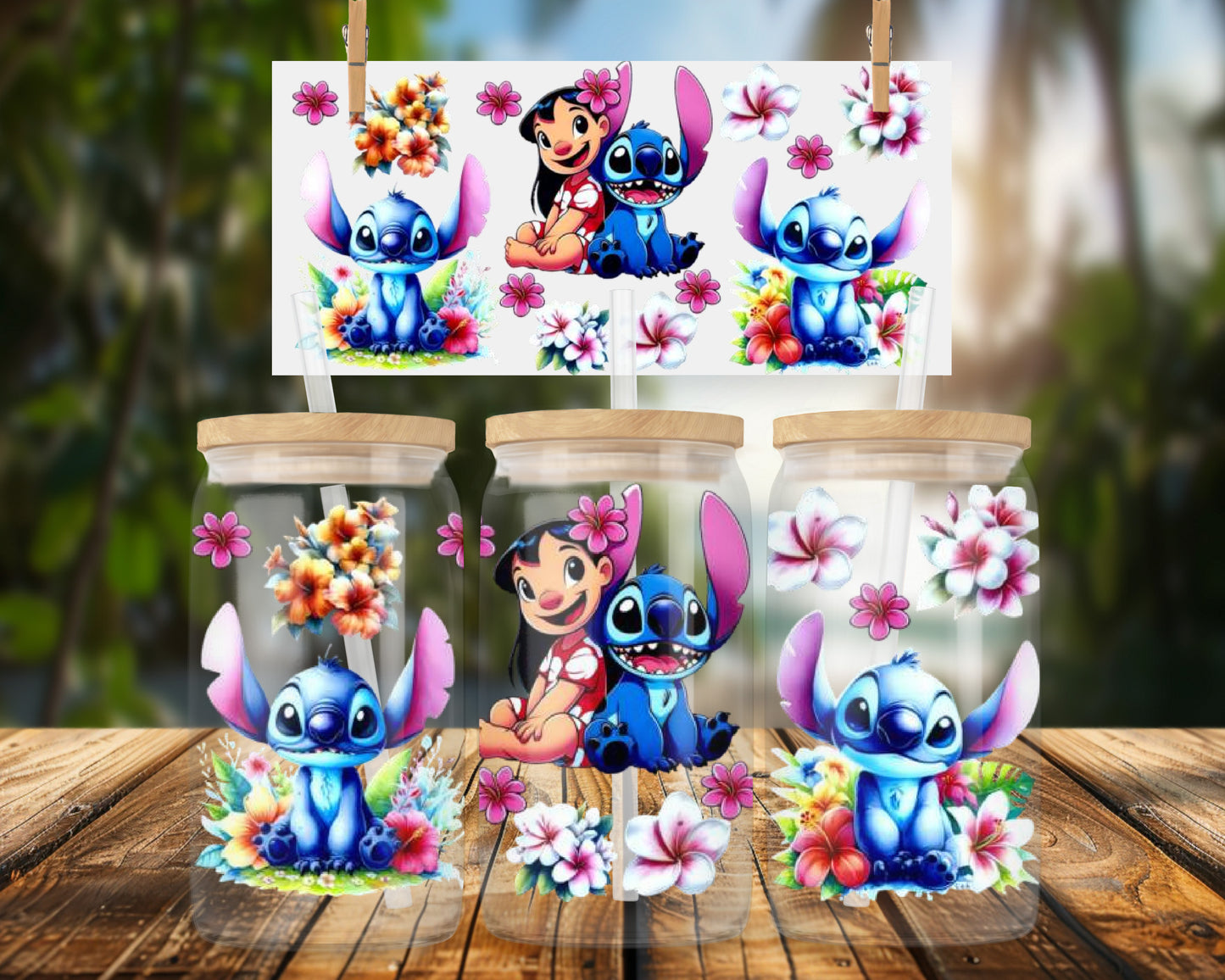 Cute Hawian child and Blue Alien Themed 16oz UVDTF Glass Wrap