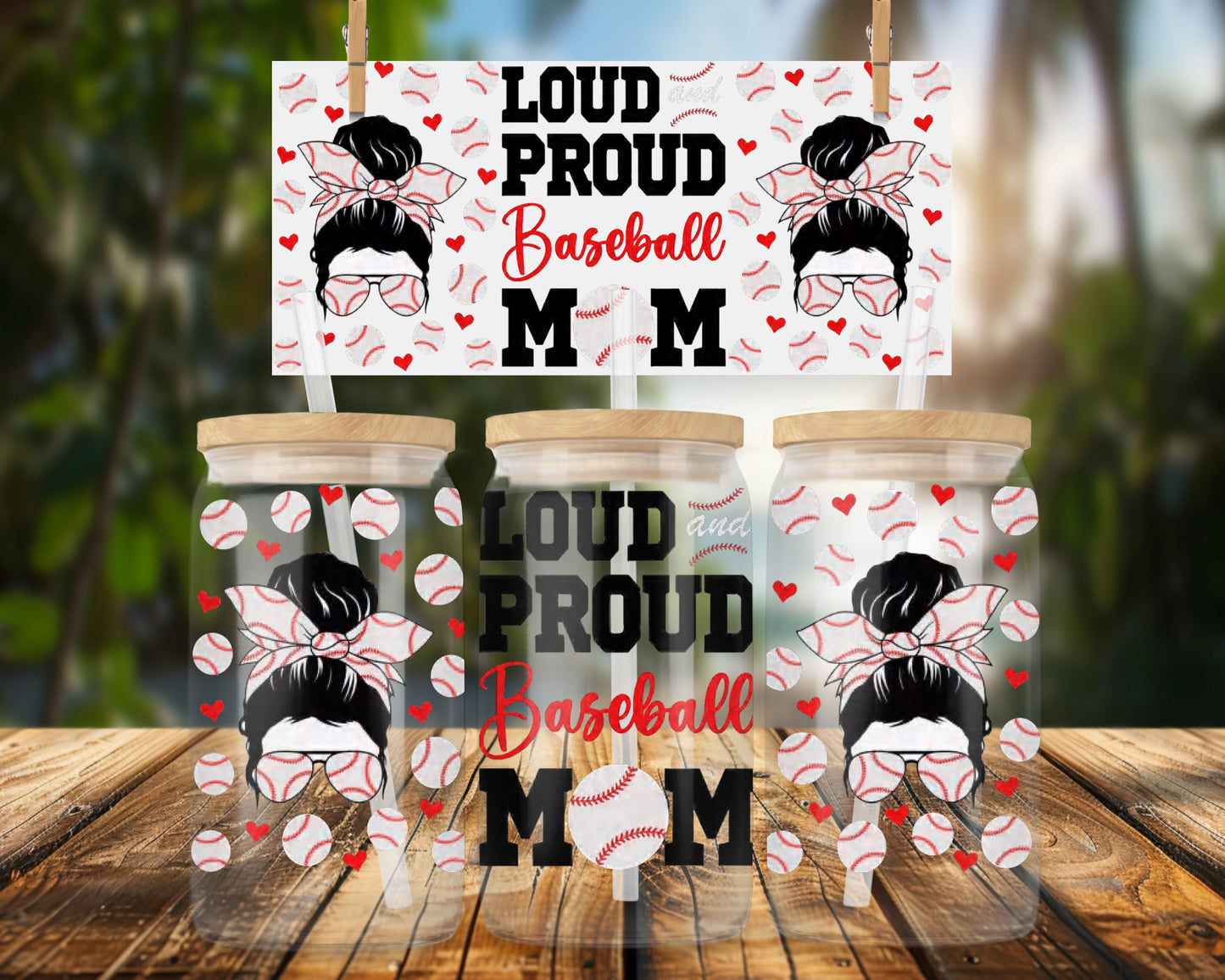 Loud and Proud Baseball Mom 16oz Glass Can Wrap