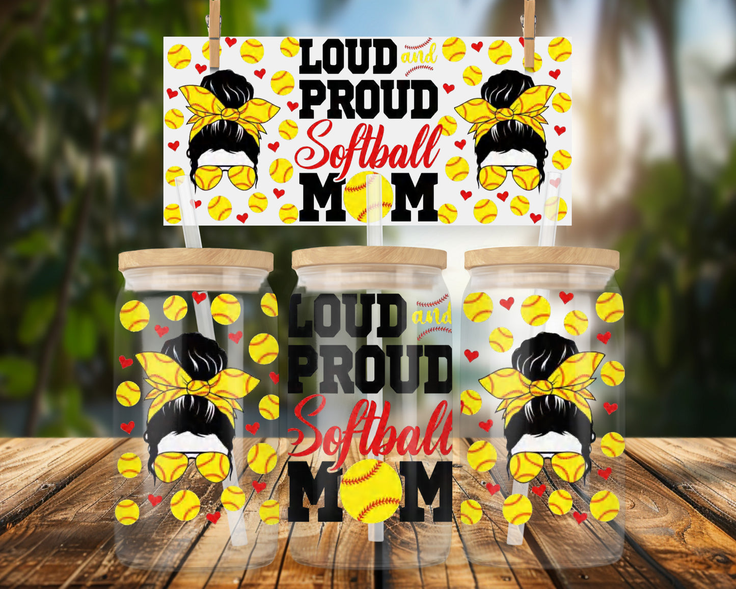 Loud and Proud Softball Mom 16oz Glass Can Wrap