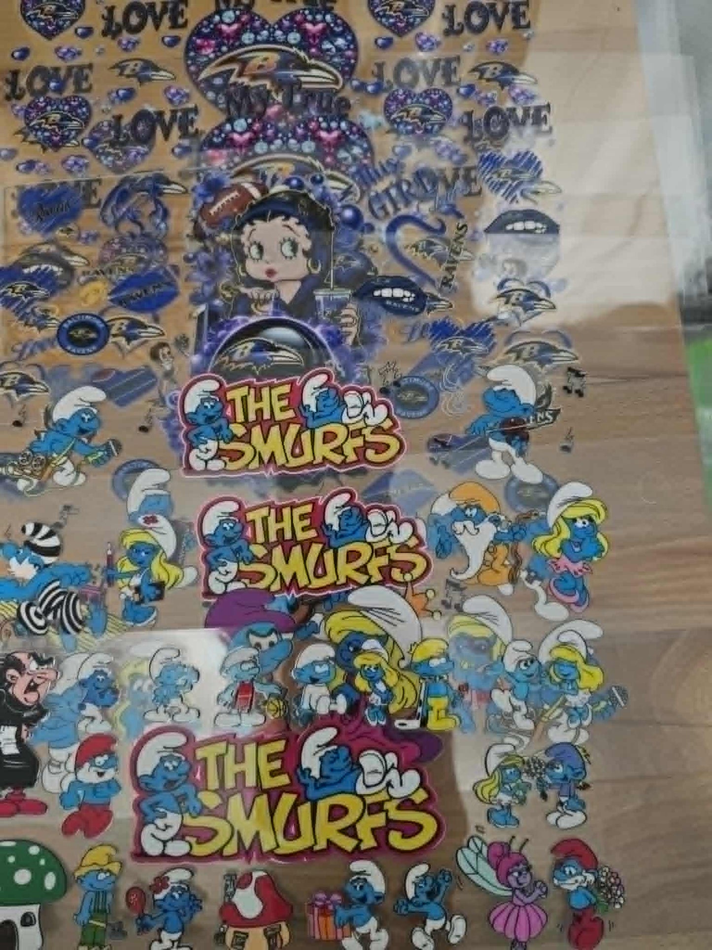 7 colored UVDTF decals