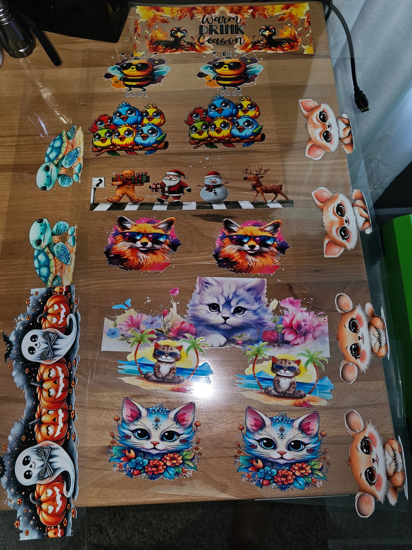 12 colored UVDTF decals