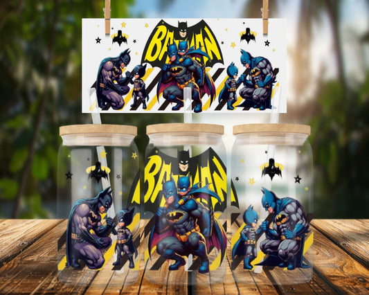 Superhero Comic Heroes Design 16oz Glass Can Wrap