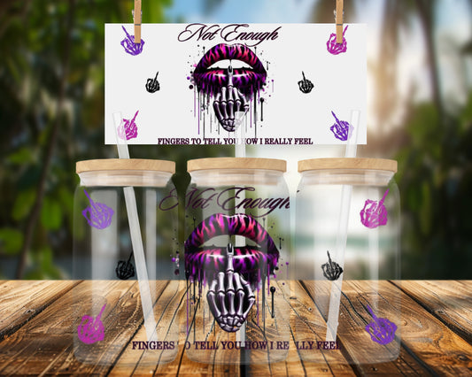 Bold Graphic Lips Skeleton Design 16oz UVDTF Glass Can Wrap