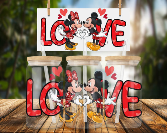 Cute Classic Mouse  Love Design 16oz UVDTF Glass Can Wrap
