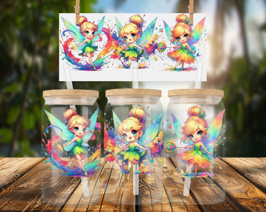 Fairy Themed Colorful 16oz UVDTF Glass Can Wrap