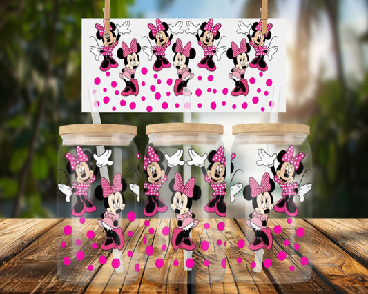 Cute Cartoon Mouse Design 16oz UVDTF Glass Can Wrap
