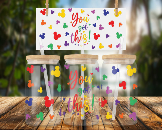Motivational Rainbow Design for 16oz UVDTF Glass Can Wrap