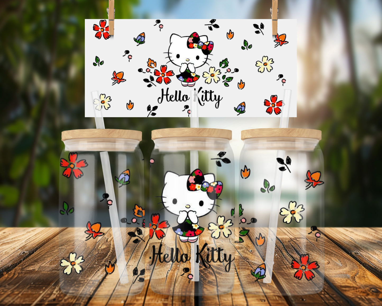 Adorable Classic Cartoon Design 16oz UVDTF Glass Can Wrap