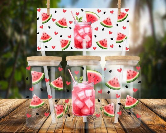 Watermelon Themed Design for 16oz UVDTF Glass Wrap