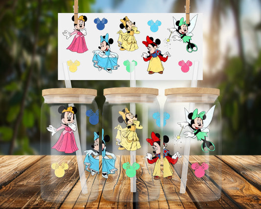 Fairy Tale Princess Characters on 16oz UVDTF Glass Wrap