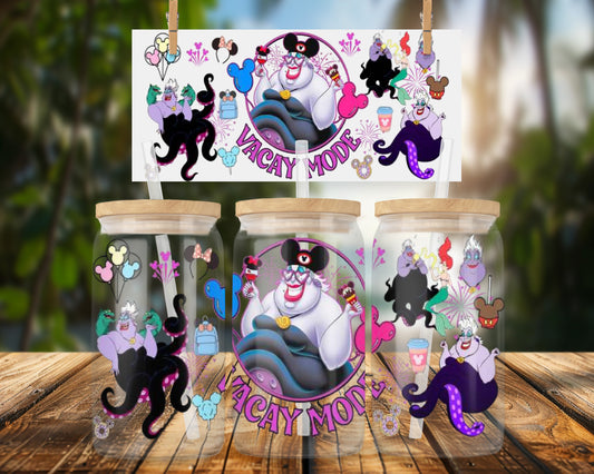 Villains Fun Vacation Mode 16oz UVDTF Glass Can Wrap