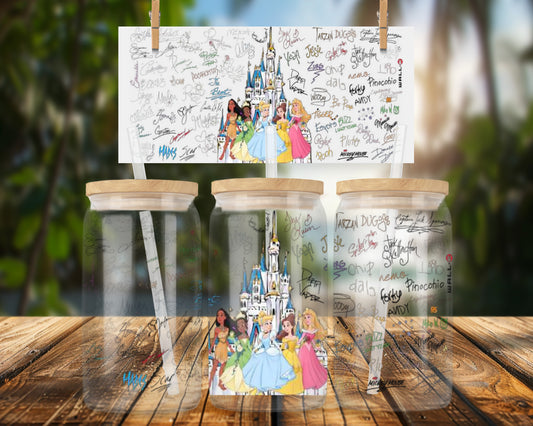 Princess Castle Autograph Collection 16oz UVDTF Glass Can Wrap