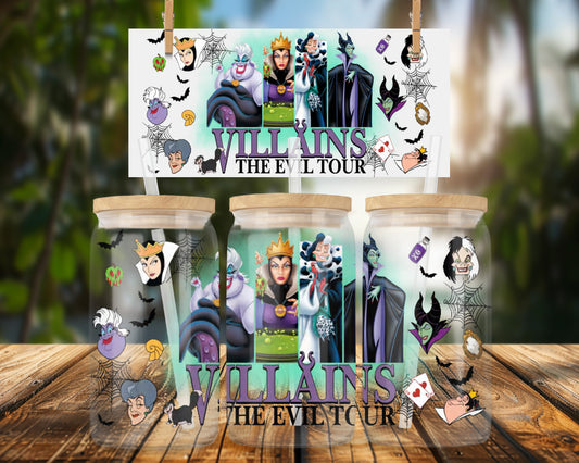 Villains The Evil Tour Design for 16oz UVDTF Glass Wrap