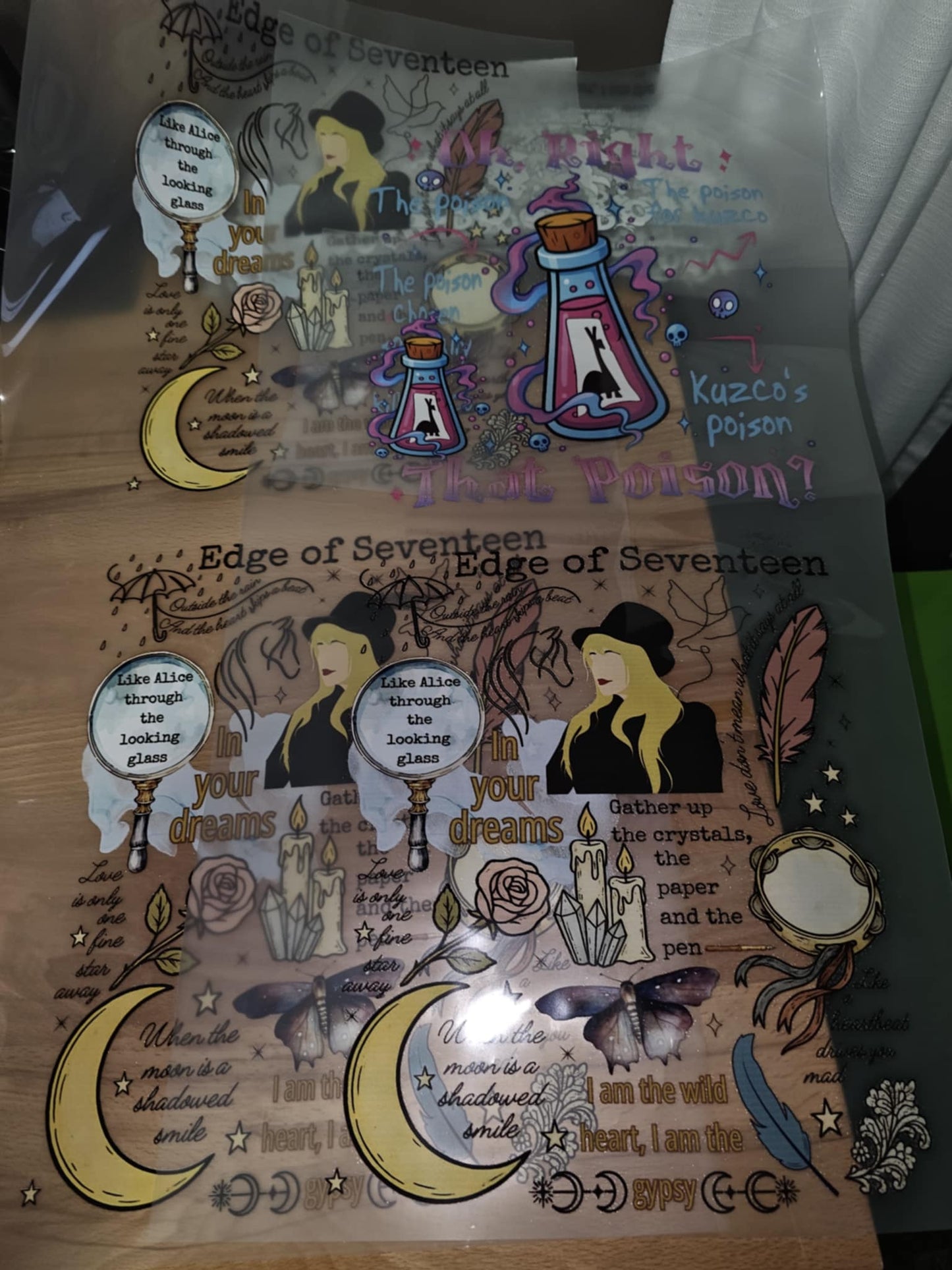 1 colored UVDTF decals and 11 DTF