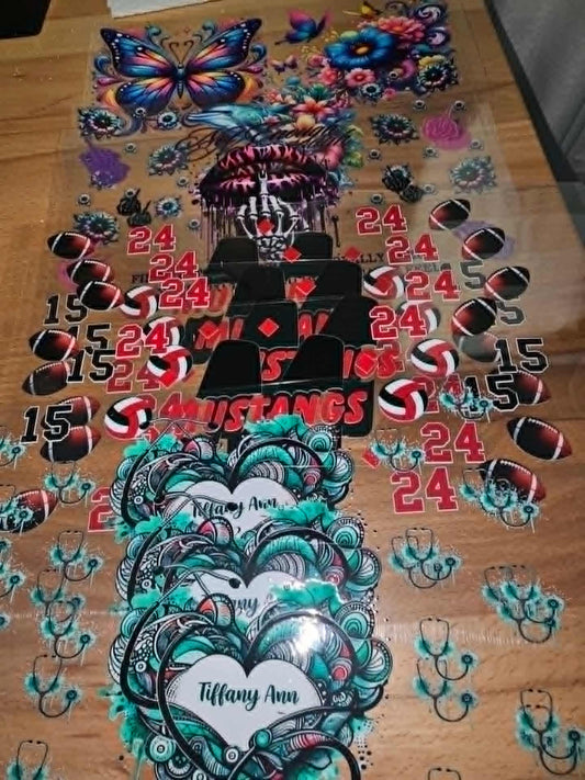 9  colored  UVDTF decals
