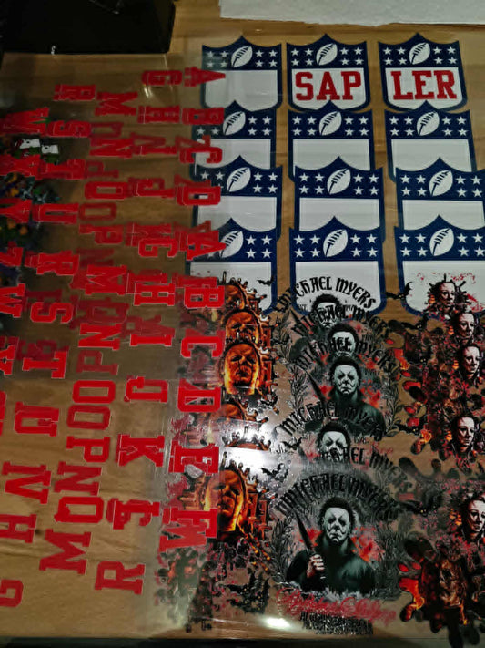 19 colored  UVDTF decals