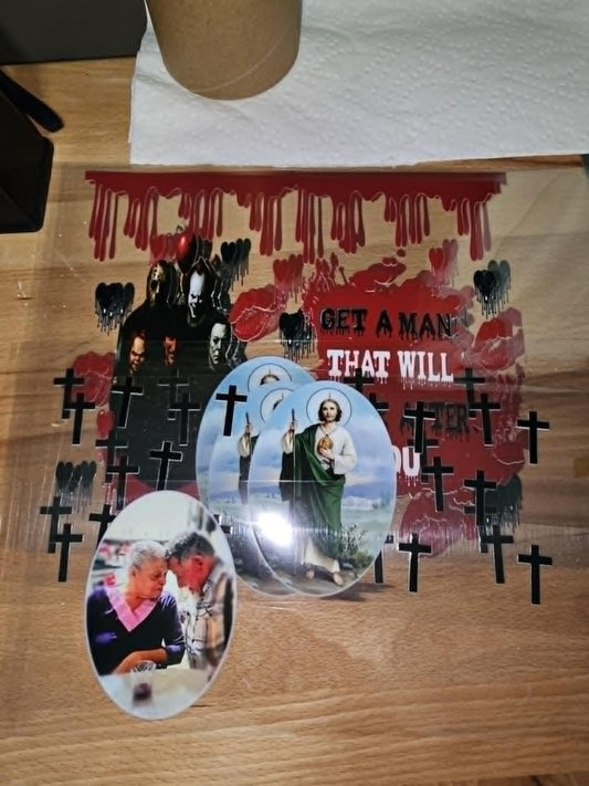 7  colored  UVDTF decals