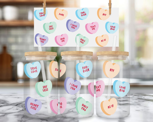 16oz Glass Can Heart Shaped Candy
